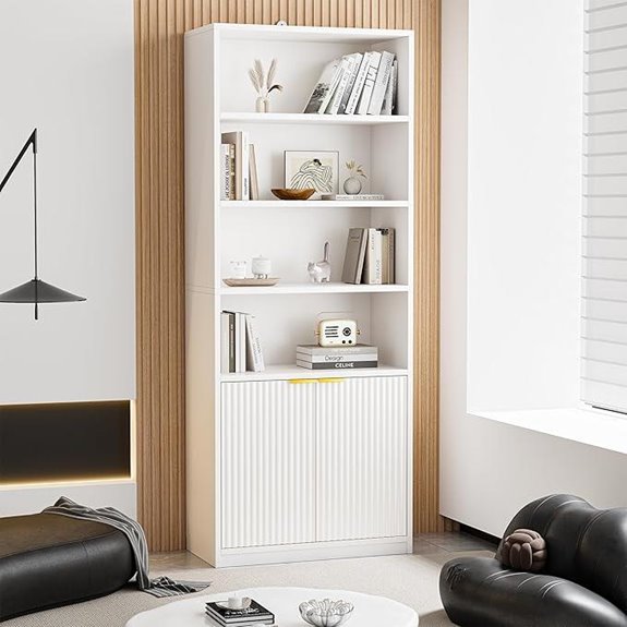72 Tall 7-Tier Bookcase with Doors and Storage