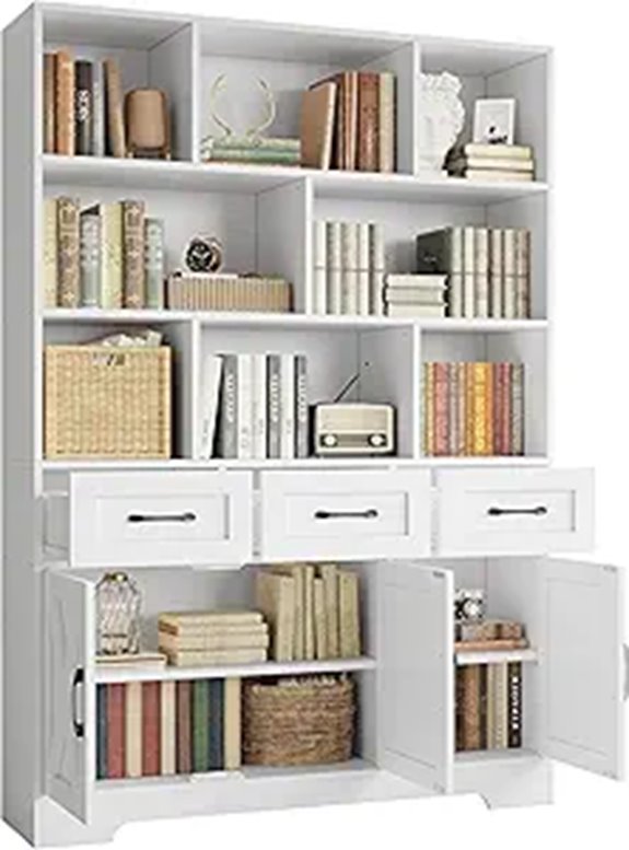 IRONCK Tall Bookshelf with Drawers and Cabinets