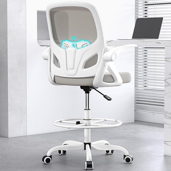 Tall Drafting Chair with Footrest and Lumbar Support