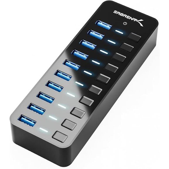 SabRent 10-Port USB 3.0 Hub with Power Switches