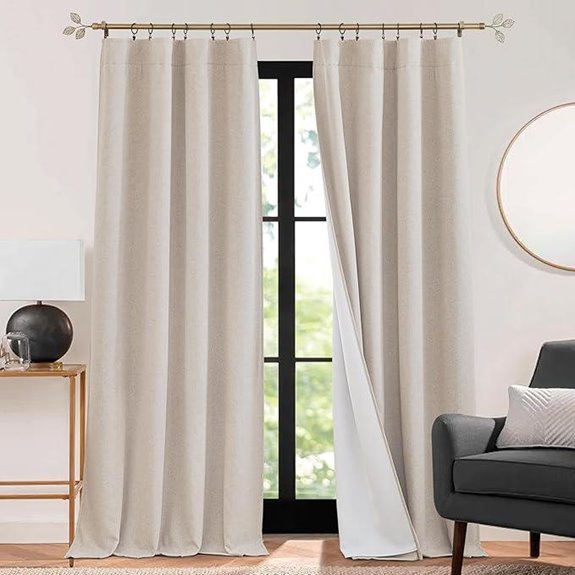 RYB HOME 3-in-1 Soundproof Linen Curtains (W52 x L95)