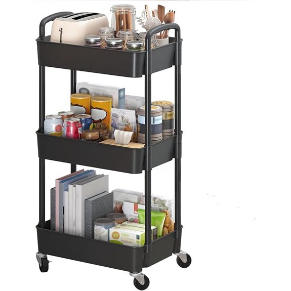 three tier rolling utility cart