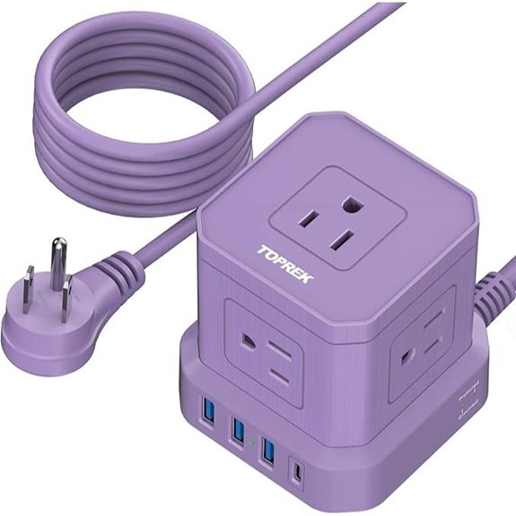 TOPREK 10FT Power Strip with USB and Surge Protection