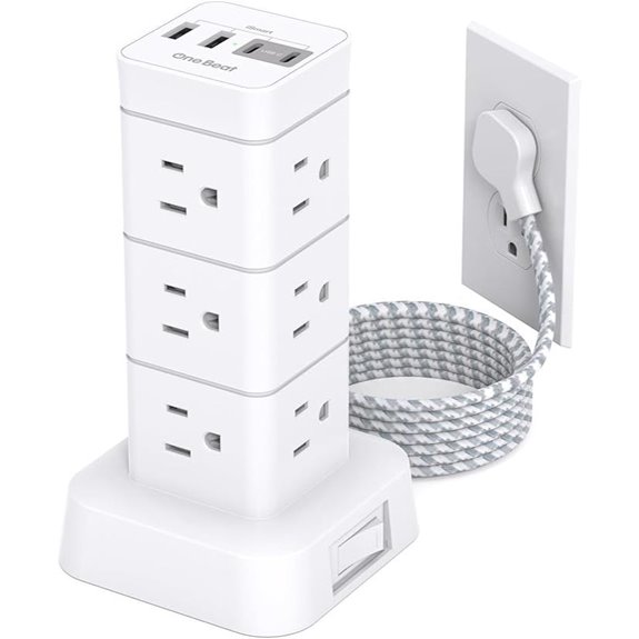 Surge Protector Tower with USB and Outlets