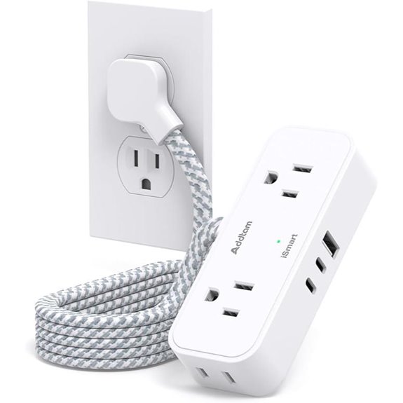 Travel Power Strip with USB Ports and Flat Plug