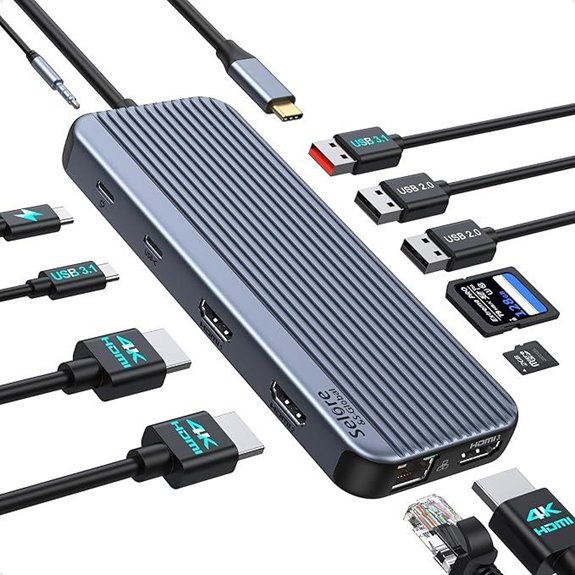USB-C Docking Station with 3 HDMI & 12-in-1 Ports
