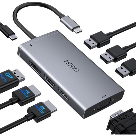 USB-C Docking Station with 3 Monitors and 8 Ports