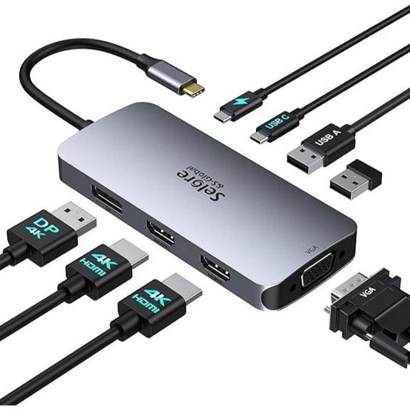 USB C Docking Station with Triple Video Outputs