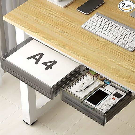 Under Desk Drawer Organizer 2-Pack