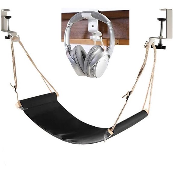 Auoinge Under Desk Foot Hammock with Headphone Holder