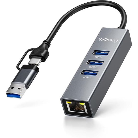USB-C Ethernet Hub with 3 USB 3.0 Ports