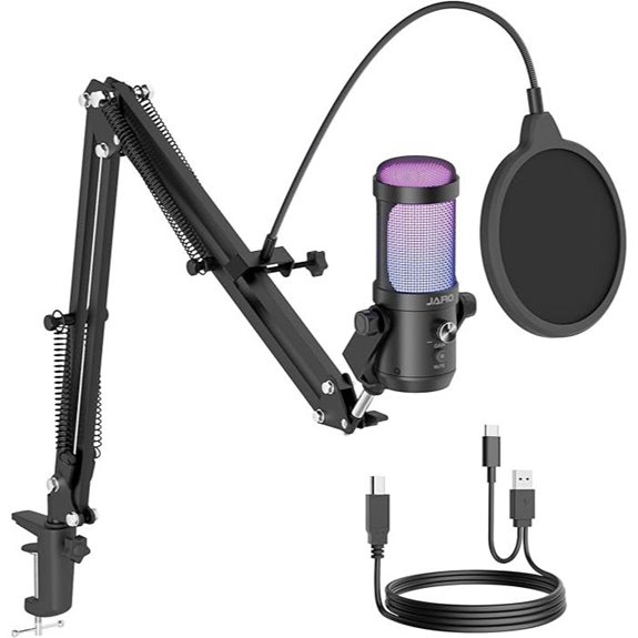 JARO USB Podcast Microphone with Boom Arm