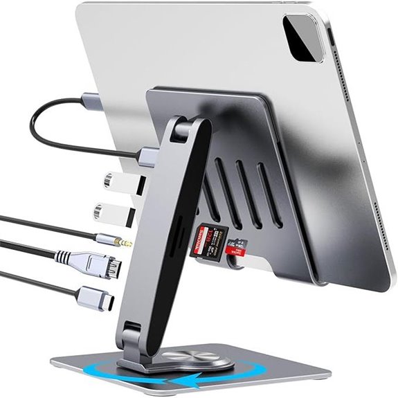 Adjustable 7-in-1 USB-C Tablet Stand with Hub