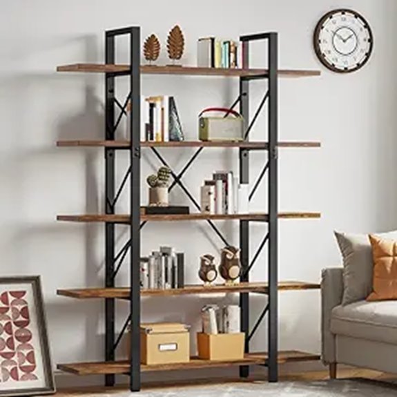 DWVO 5-Tier Vintage Industrial Storage Bookcase