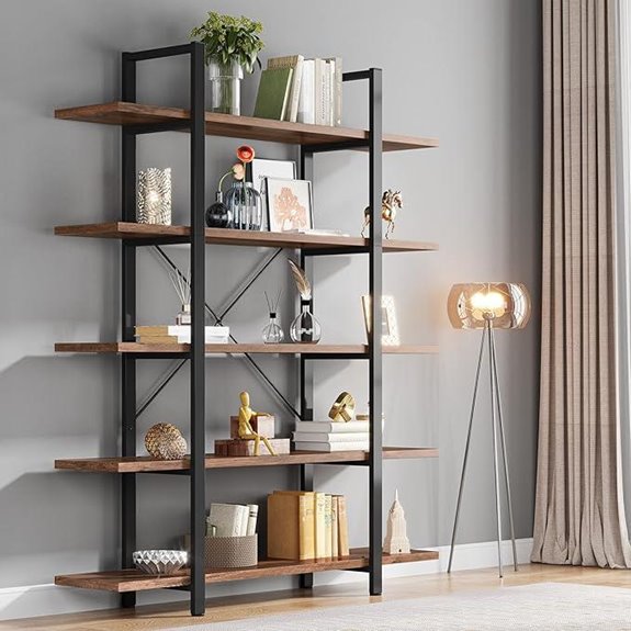 Tribesigns 5-Tier Vintage Industrial Bookshelf