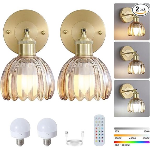 Vintage Battery Wireless Wall Sconces with Remote Dimming