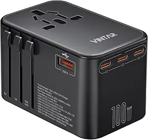 VINTAR 100W GaN Travel Adapter with USB Ports