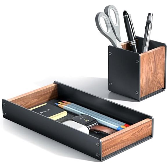 UPERGO Walnut Desk Organizer with Pen Holder