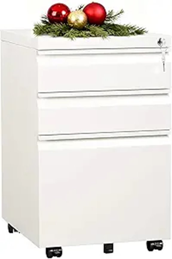 DEVAISE 3-Drawer Mobile File Cabinet White
