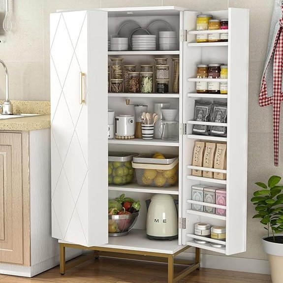 51-Inch White Pantry Cabinet with Adjustable Shelves