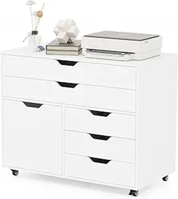 Giantex 5-Drawer Rolling File Cabinet White