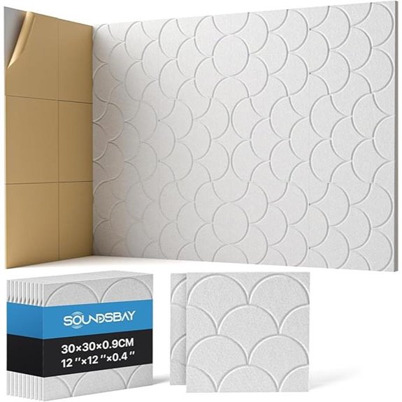 12-Pack White Acoustic Wall Panels for Soundproofing