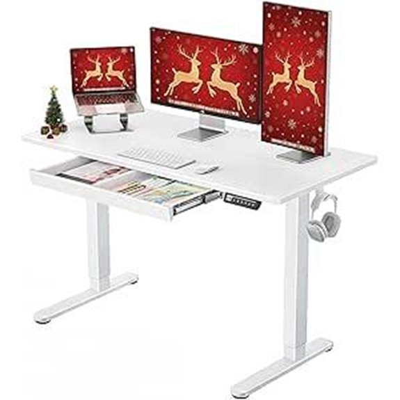 ErGear Adjustable Standing Desk with Drawers White