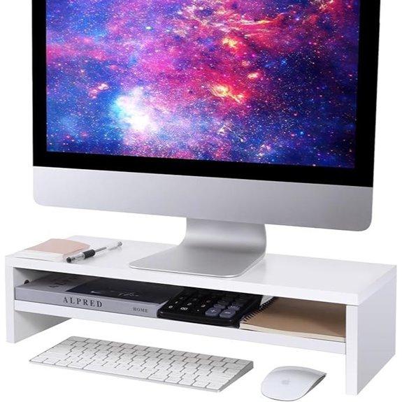 BEYGORM White Monitor Stand Riser with Storage