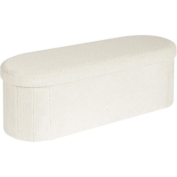 PINPLUS Velvet Storage Ottoman Bench White 43x15