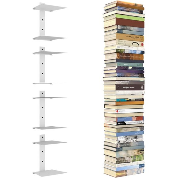 Floating Bookshelves Wall Mount 4-Pack (White)