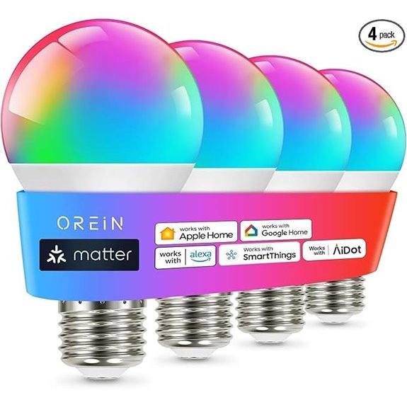 OREiN Smart Light Bulbs 4-Pack WiFi Color Changing