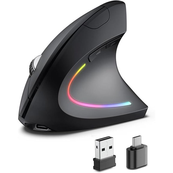 Wireless Bluetooth USB-C Ergonomic Mouse with 4800 DPI
