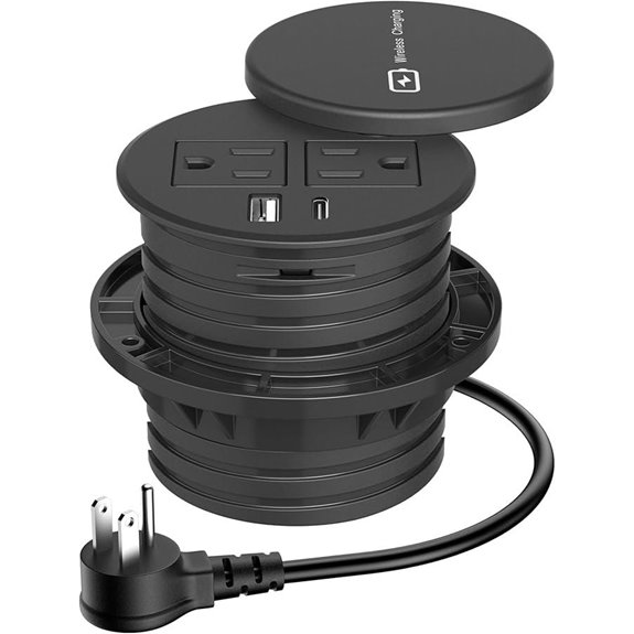 Wireless Charging Desk Grommet with Power Strips