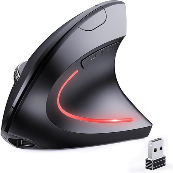 Wireless Rechargeable Ergonomic Vertical Mouse with Silent Buttons
