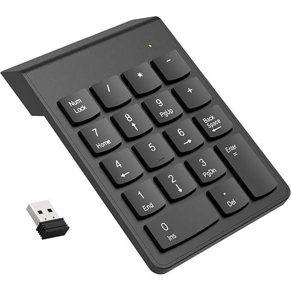 Wireless Numeric Keypad 10-Key USB for Laptop and PC