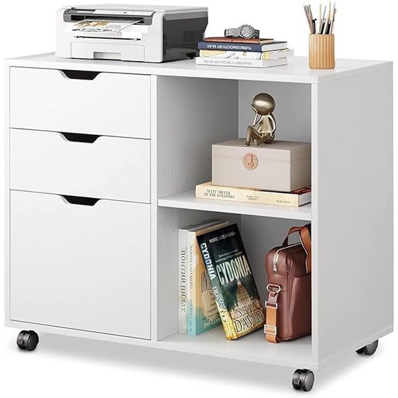 DEVAISE 3-Drawer Wood File Cabinet with Shelves