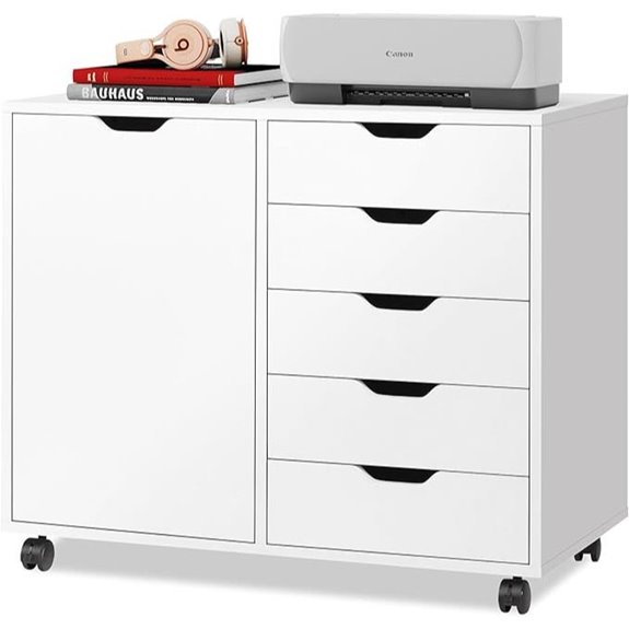 DEVAISE 5-Drawer Wood Dresser & Printer Stand