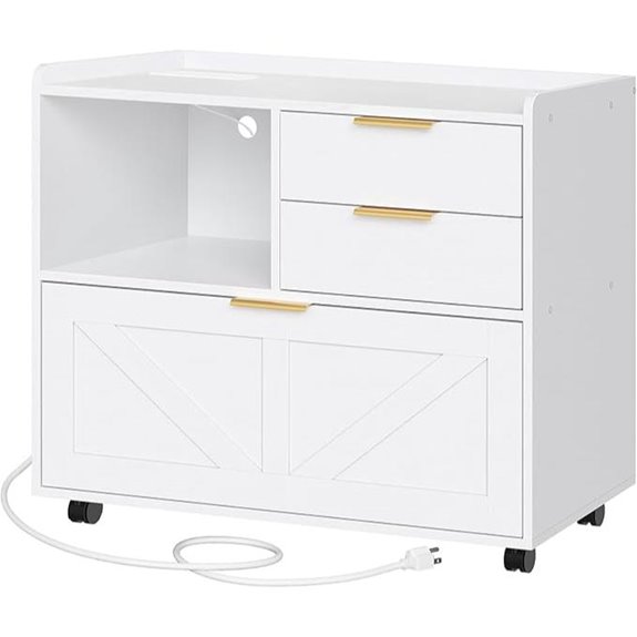 HOOBRO Wooden File Cabinet with Charging Station