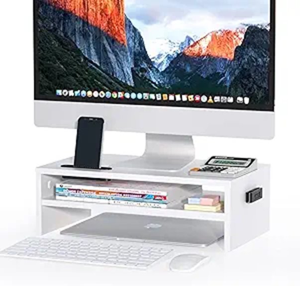 BONTEC Wooden Monitor Stand Riser with Storage