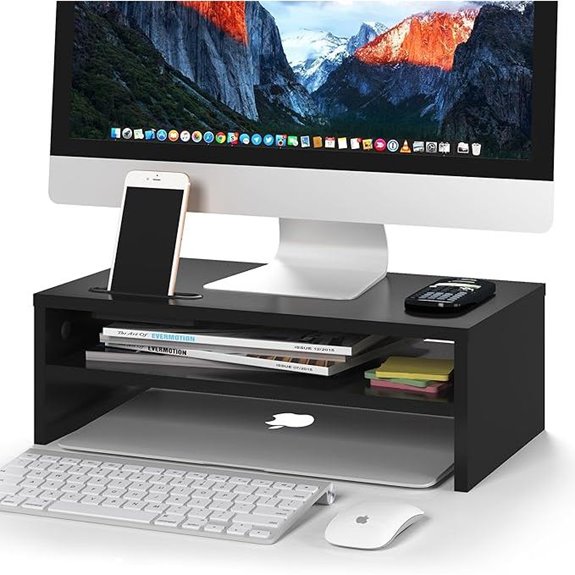 BONTEC Wooden Monitor Stand Riser with Storage