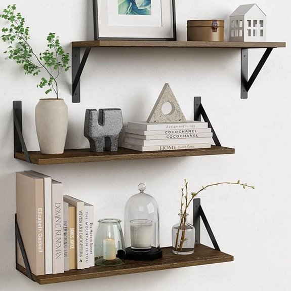 Forbena 24-Inch Wooden Wall Shelves Set of 3