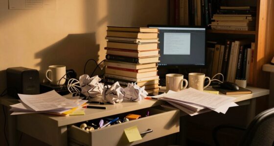 cluttered fragile home workspace